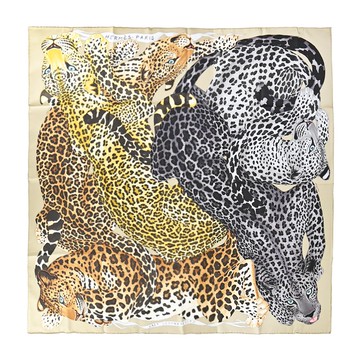 Hermes 愛馬仕 Lazy Leopardesses 90 慵懶豹真絲方巾(棕)_廠商直送
