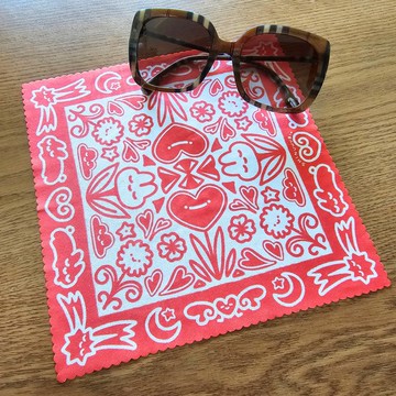 紅兔愛心 超細纖維布 ・眼鏡布 ・拭鏡布 20x20cm