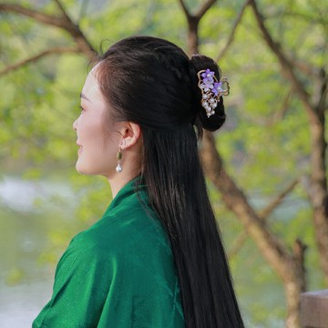 紫苑 蘭亭別院原創設計日常款抓夾法式盤發頭飾中式旗袍挽發夾子