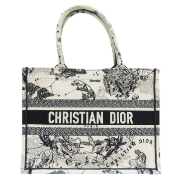 【二手名牌BRAND OFF】DIOR 迪奧【再降價】黑白色 緹花帆布 Book Tote 中碼 托特包