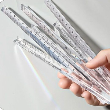 ⚡️免運臺灣出貨⚡️創意簡約透明三稜學生無印風繪圖測量考試辦公立體刻度尺15cm🌟可開票