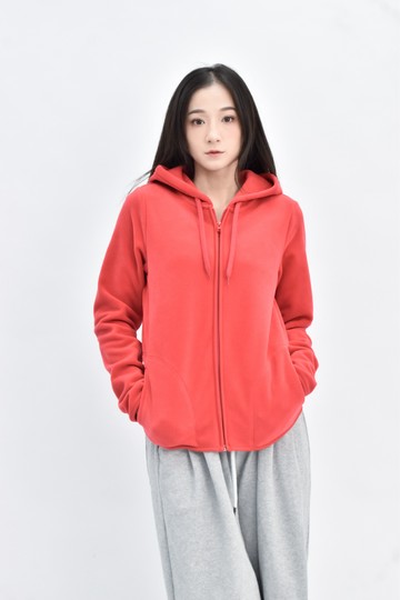 (M) lativ 粉色連帽短絨桃外套