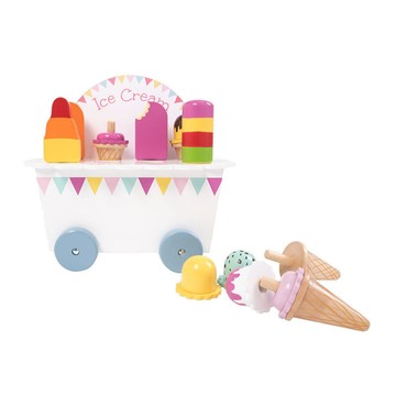 JoJo maman bebe 實木玩具組 兒童益智玩具 家家酒角色扮演玩具  冰淇淋餐車  1組