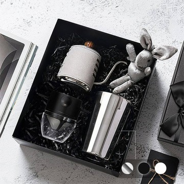 PO:Selected｜丹麥棱角保溫杯咖啡三件禮盒組(棱角保溫杯460ml-共3色/咖啡壺-灰/咖啡濾網)