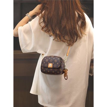 MK小包包女2025新款輕奢高級感真皮印花小圓包小眾時尚單肩斜挎包