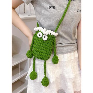 手工編織包包成品可愛搞怪毛線煤球包手機包單肩斜挎包送女生禮物