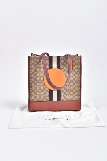 coach棕色經典logo斜背兩用撞色拼接托特包