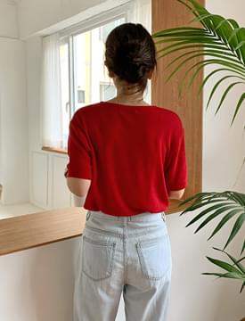 韓國空運 - Button See-through Short Sleeve Knitwear 針織衫