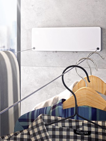 隱形晾衣繩 隱形晾衣繩室內免打孔壁掛陽臺掛衣神器雙繩涼衣服家用伸縮晾衣架 【CM39】