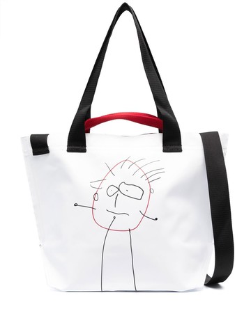 Plan C - graphic-print shoulder bag - women - Calf Leather/Fabric - One Size - White
