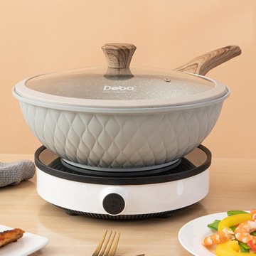 德鉑家用不粘炒鍋少煙少油不銹炒菜鍋燃氣煤氣電磁爐通用多用鍋