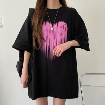 已售9642件💖Vuja de 純棉 t恤 短袖上衣女 愛心印花 T恤 韓國上衣 oversize T恤 潮流衣服 寬
