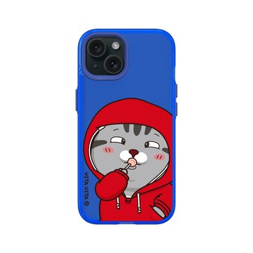 iPhone 15 Clear 激光藍 - VITA VITA．塔仔是隻貓 - 吃到鬥雞眼款