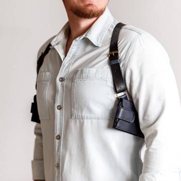 皮革手機包 肩背包 側背包 / 蠟感皮革與皮革背帶