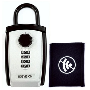 BOSVISION 博士威 大容量掛勾式密碼鎖鑰匙盒 + 晶片車鑰匙訊號屏蔽袋 BV-8962S