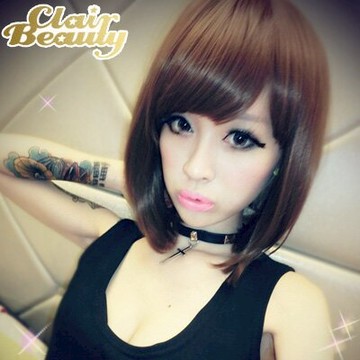 假髮完美女生齊瀏海鮑伯頭BOB頭~高仿真整頂假髮【3451K】☆雙兒網