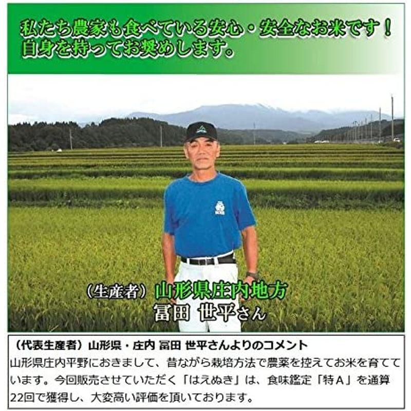 令和3年 山形県 庄内産 はえぬき 一等米 玄米10kg （5kg×2袋）有機質肥料使用