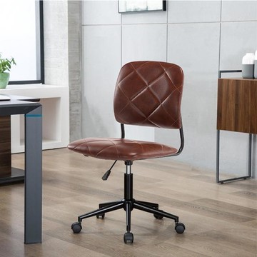E-home Berg柏格大菱格紋工業風電腦椅-棕色 _廠商直送