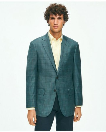 Brooks Brothers Men's Traditional Fit Wool Check Sport Coat | Teal | Size 40 Regular