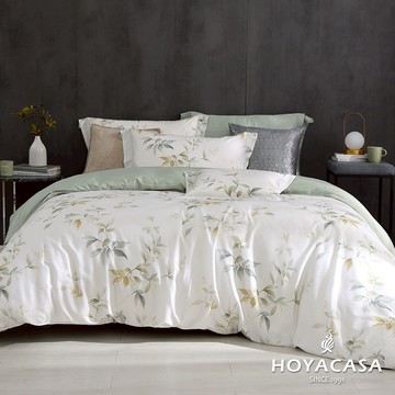 HOYACASA 60支銀纖維抗菌天絲兩用被床包組｜葉語紛飛｜(雙人/加大/特大)