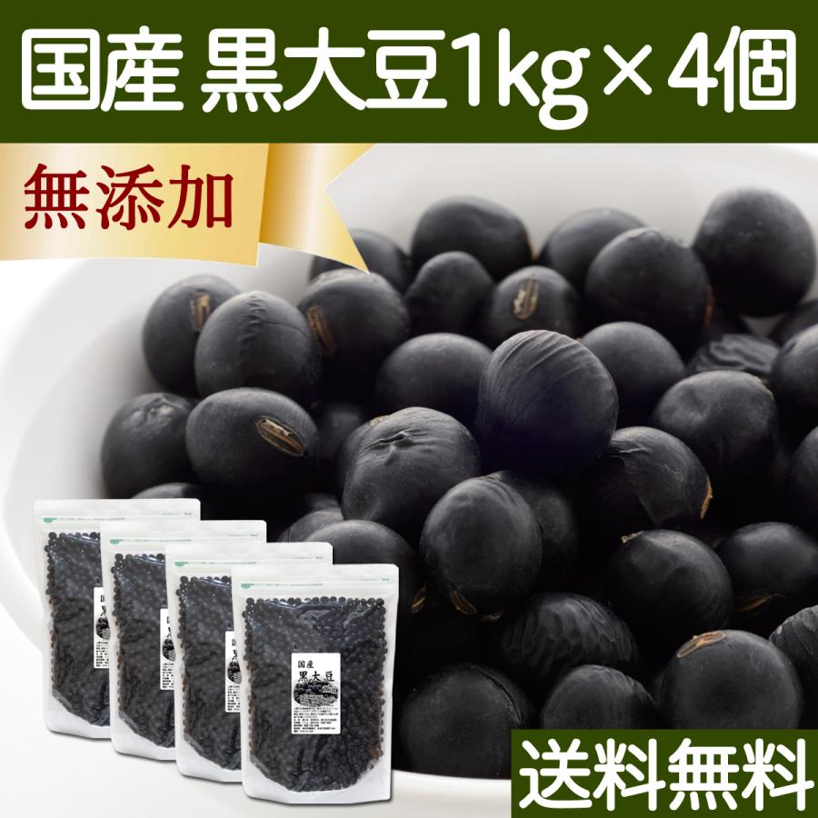 黒豆 1kg×4個 北海道産 黒大豆 無添加 業務用 生豆 乾燥豆 送料無料