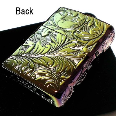 ZIPPO アーマー ジッポ ライター ５面立体彫刻 唐草 リーフ レインボー