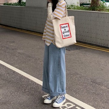 直筒牛仔褲女拖地長褲泫雅老爹褲淺色新款復古寬松墜感高腰闊腿褲