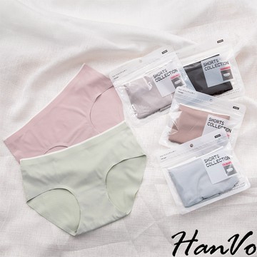 【HanVo】天天出貨 無痕系列 高CP值!透氣螺紋冰絲吸濕排汗內褲 中腰 透氣內褲 內褲 女內褲 A11-5553