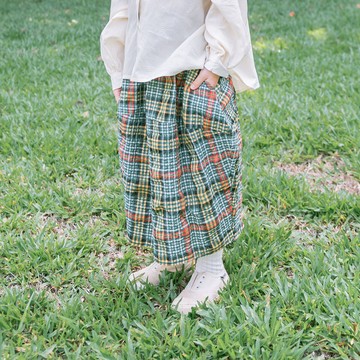 童裝 親子系列 鬆緊格紋設計氣球長裙 S/M/L