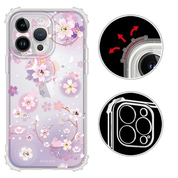 KnowStar APPLE iPhone 14 Pro Max 6.7吋 奧地利彩鑽防摔鏡頭全包覆軍規手機殼-京都櫻