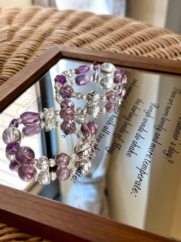 紫水晶白水晶星球軌跡設計款手鏈