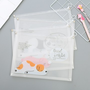 透明文件袋拉邊檔案袋韓國小清新初中資料袋塑料試卷收納袋文具A4