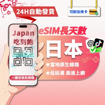 【寰宇通訊】日本eSIM ｜原生線路 24H自動發貨1秒取件 吃到飽 沖繩 北海道 大阪 網卡 上網卡 esim長天數