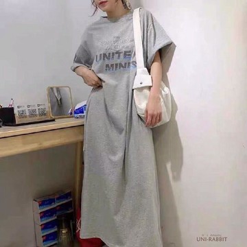 夏季睡裙女夏天韓版短袖長款過膝ins慵懶風睡衣女夏可外穿家居服韓版睡裙短袖睡裙女生睡裙家居服睡裙可愛睡裙