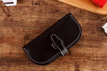 【切線派】意大利植鞣革純手工真皮錢包長夾001款黑色