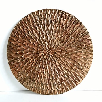 銅質感牆藝術 35 厘米，圓形牆壁裝飾，抽象藝術品，3D 牆壁塗料
