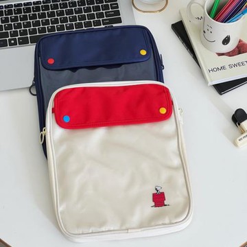 橘子醬x 卡通史努比帆布pvc平板電腦包 11寸ipad收納包厚海綿內膽