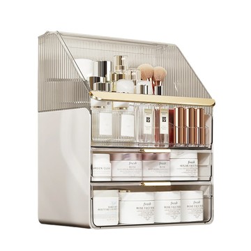 KOLKO 化妝品收納盒 SN015  白色 + 金色  1個