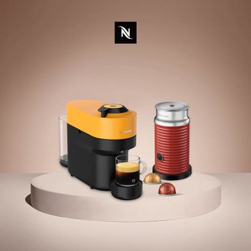 Nespresso Vertuo POP 美式膠囊咖啡機活力黃+奶泡機組合