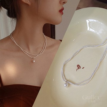 〔快速出貨〕【Gulicc】項鍊 愛慕 雙層珍珠吊墜項鍊