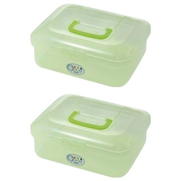 JUSKU 佳斯捷 中芭比 收納箱 2個  19.5 x 15.6 x 7.6cm  綠色  2組