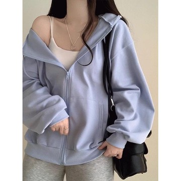 Codibook｜韓國 moodloveroom 天空藍寬鬆連帽外套［預購］拉鍊外套 連帽上衣 女裝