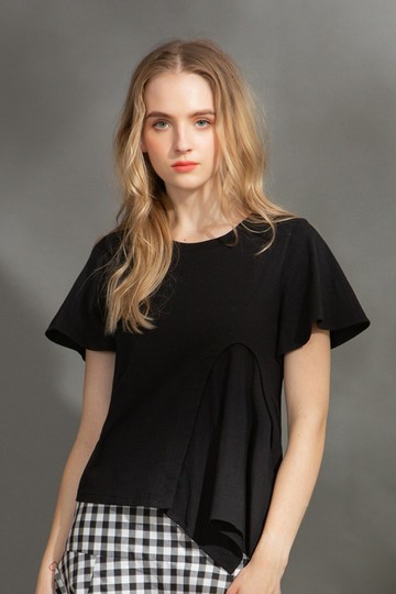 MW 純棉荷葉下擺不對稱短袖上衣