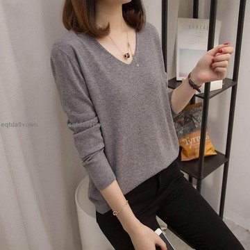 💯臺灣出貨💯春秋針織衫女V領毛衣寬鬆顯瘦【200斤可穿】大尺碼女裝打底衫女大學T女寬鬆顯瘦小眾長袖