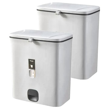 FAmILyLIFE 生活 雙面掀蓋夾縫型 直立吊掛2用垃圾桶 YG-109 2個  淺灰色  15.5 x 26 x 29.5cm