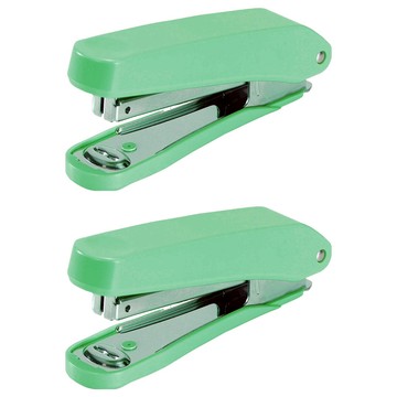 PLUS 吊掛式訂書機 PS-10E 粉綠色 輕巧省力設計 附帶釘書針補充裝 辦公室/學生適用  2個