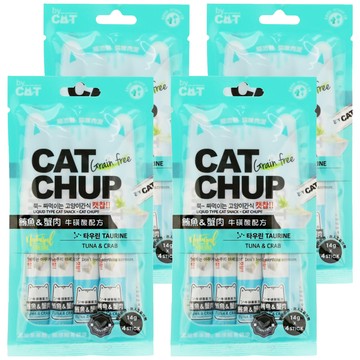 CAT CHUP 貓咪肉泥 不含穀物 含牛磺酸  鮪魚+蟹肉  56g  4袋