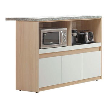 文創集 雅登雙色4尺三門拉盤中島桌餐櫃-120x60x94cm免組