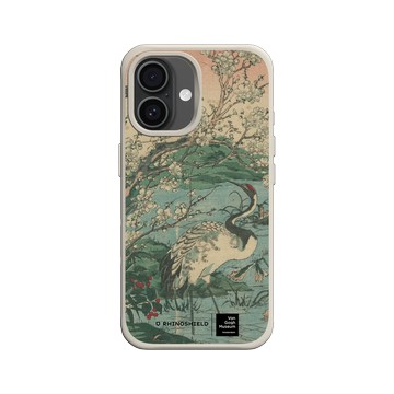 iPhone 16 SolidX 貝殼灰 - Van Gogh Museum - 鶴與櫻花選自草木花鳥圖會系列