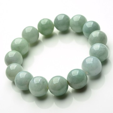 天然玉石A貨翡翠手鏈 13mm圓珠子串淡綠玉珠男女款緬甸手鏈送證書